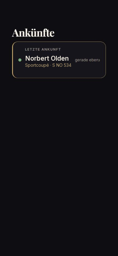 App-Demo: Ankunft von Norbert Olden mit Kennzeichen S NO 534
